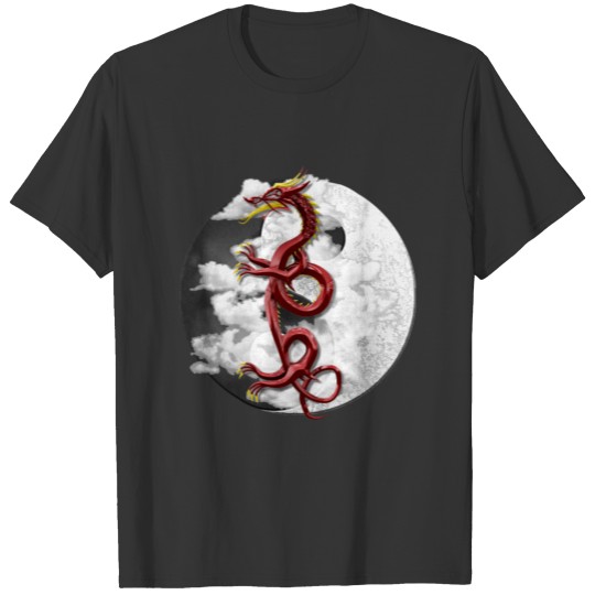 Red Chinese Dragon and Yin Yang T Shirts