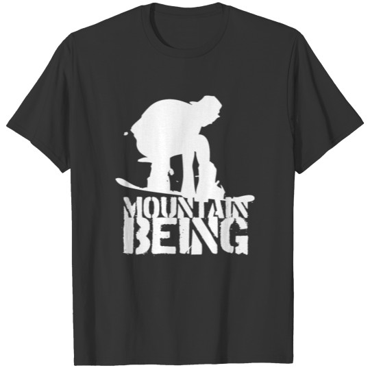 Mountain Being : Snow Boarding Grind (White) T-shirt