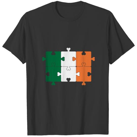 Autism Heart Jigsaw Puzzle of Italian Flag T-shirt