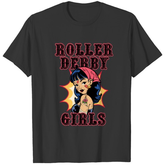 Pin Up Womens Roller Skating Gift Print Roller T Shirts