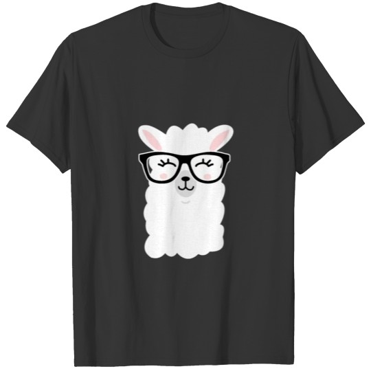 Llama Cute Nerd Cool Alpaca Pet Glasses T-shirt
