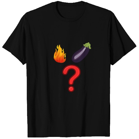fire eggplant question mark sx emojis T Shirts