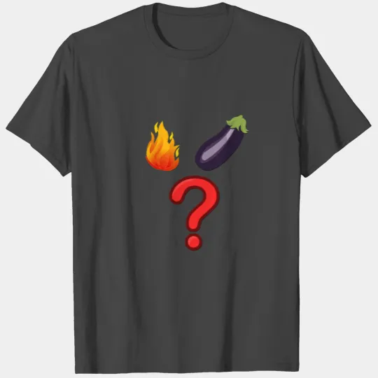 fire eggplant question mark sx emojis T Shirts