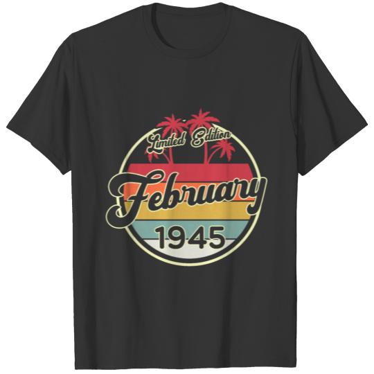 Vintage 80s February 1945 75th Birthday Gift Idea T-shirt
