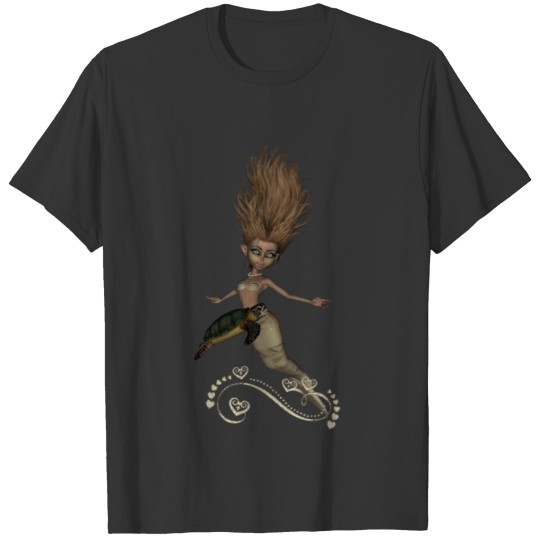 Cute little mermaid with turtle T-shirt