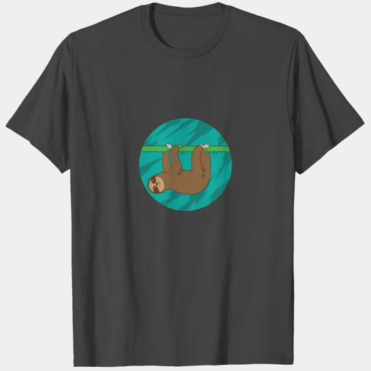 Sloth hanging from bamboo T Shirts