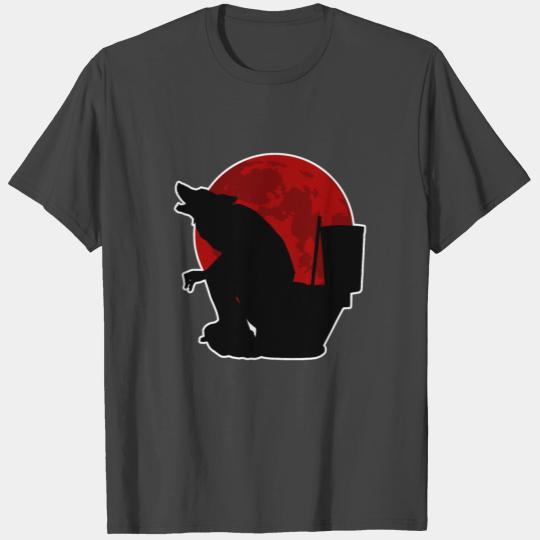 Wolf Toilet Blood Moon T Shirts