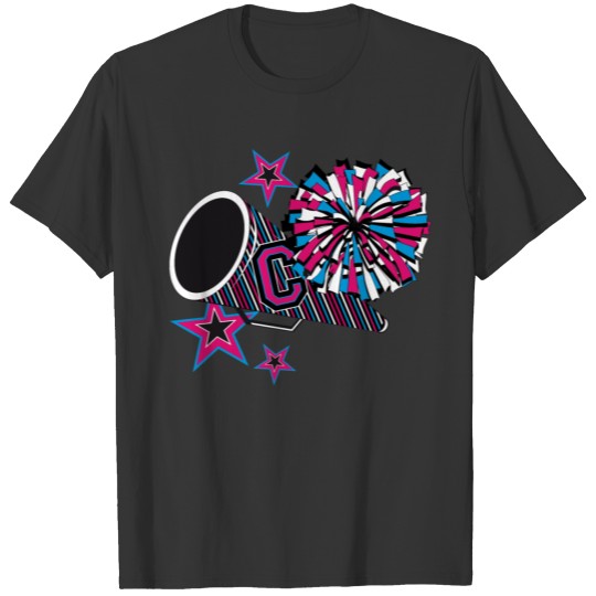 Cheer megaphones, pom pom and star accessories T-shirt