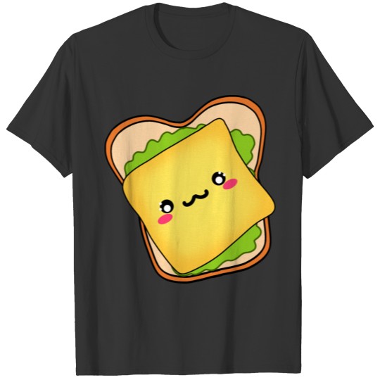 Cute happy Kawaii cheese and lettuce sandwich T Shirts