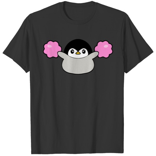 Cheering cute baby penguin. Funny cheerleader. T-shirt