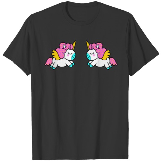 Cute funny magical pink baby unicorns cartoon T-shirt