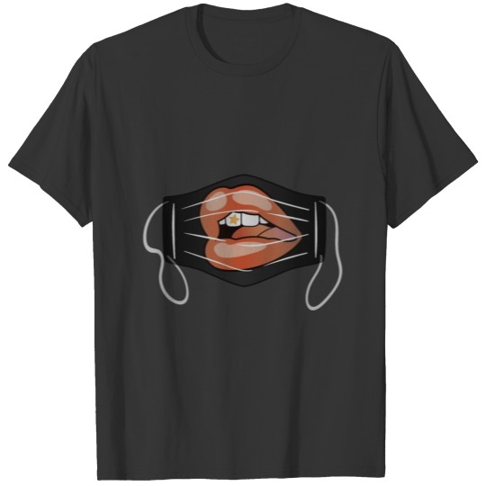 Face Mask Covered Red Mouth Classic T Shirts