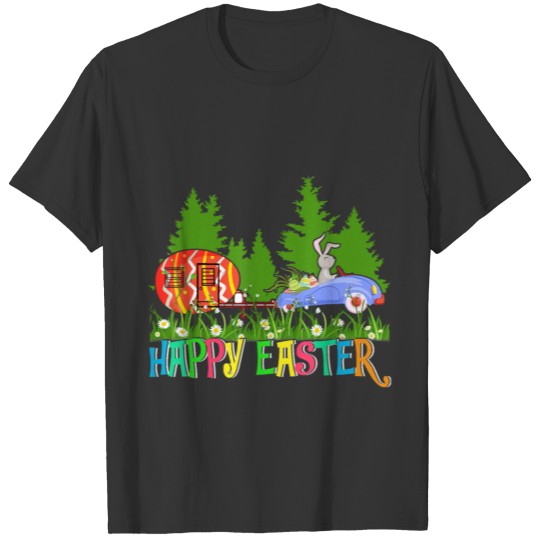 Bunny Riding Easter Egg Truck Easter Day Camping T-shirt
