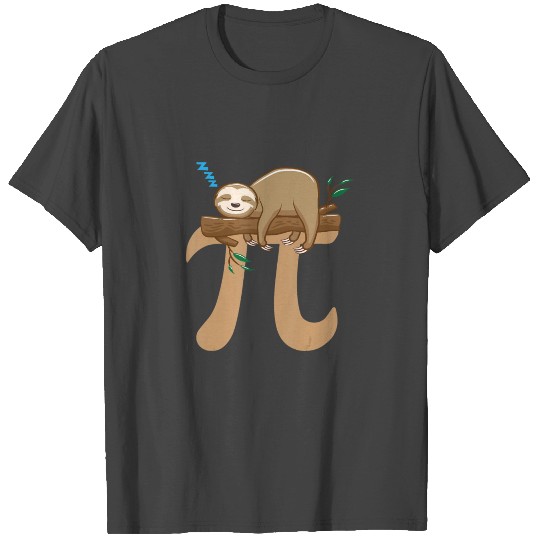 Pi Day Sleeping Sloth Math Mathematical Sloth Lazy T Shirts
