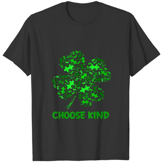 Choose Kind Autism Awareness Puzzles St Patricks T-shirt