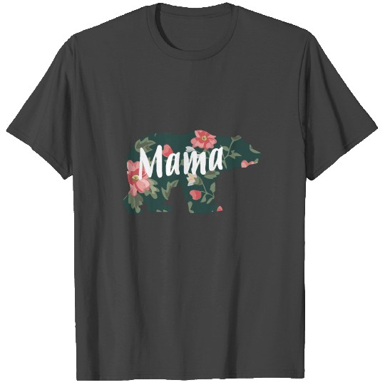 Bear Mama Floral Print T Shirts