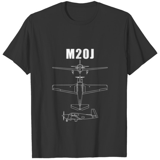 Vintage White M20J Airplane Schematic Pilot T Shirts