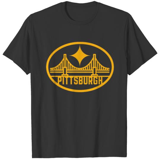 Pittsburgh Steel City Bridge Oval Gifts T-shirt