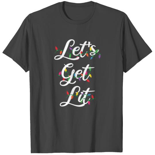 Funny Christmas Pajamas Gift - Lets Get Lit Christ T Shirts