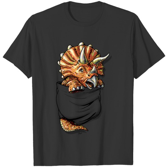 Pocket Triceratops Dinosaur Pet T Shirts