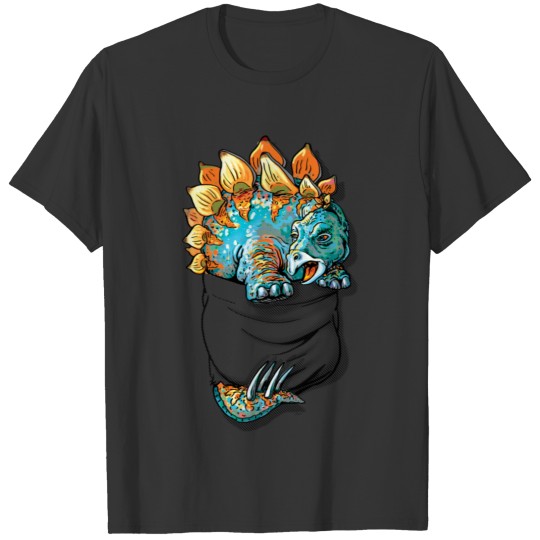 Pocket Stegosaurus Dinosaur Pet T Shirts