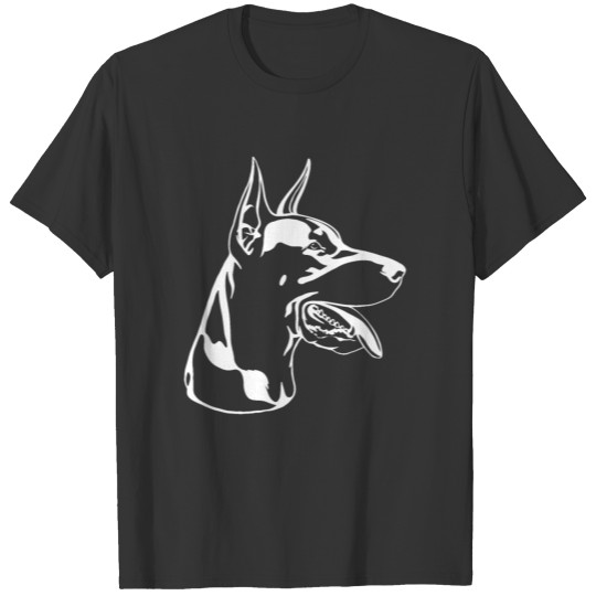 Black Silhouette of a sitting Doberman T-shirt