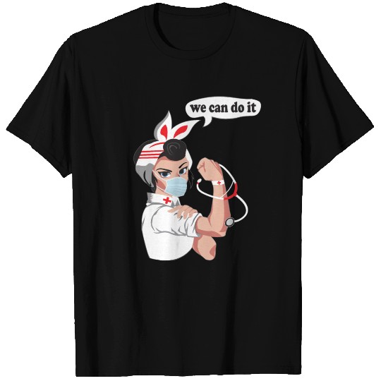 Healthcare worker Rosie The Riveter Wearing Mask T Shirts