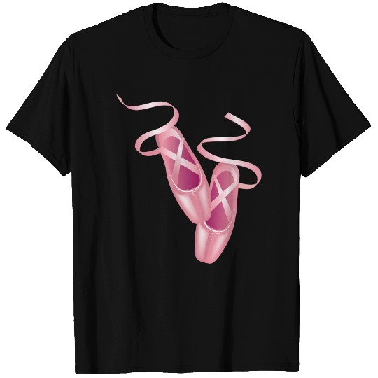 Ballet shoes in pink satin with satin ribbon T Shirts