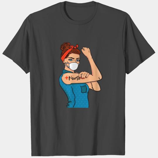 Nurse With Mask Rosie The Riveter Nurse Strong Med T Shirts