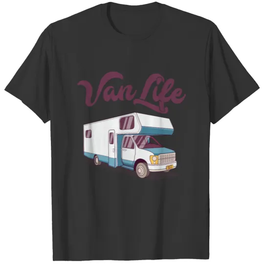 Womens Van Life RV Mobile Home VNeck graphic T Shirts
