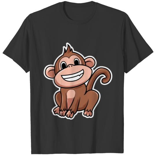 Cartoon Monkey Illustration T-shirt