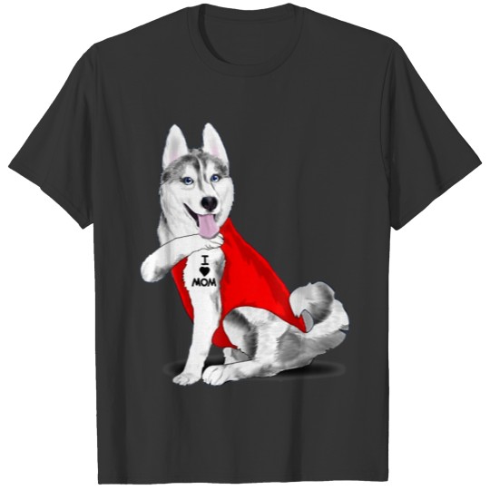 Funny husky Dog I Love Mom Tattoo husky Lover Gift T Shirts