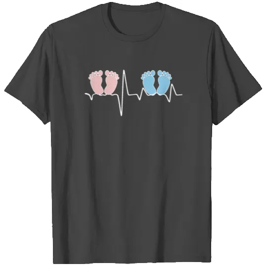Heartbeat EKG Twin Mom Twin Dad Baby Announcement T Shirts