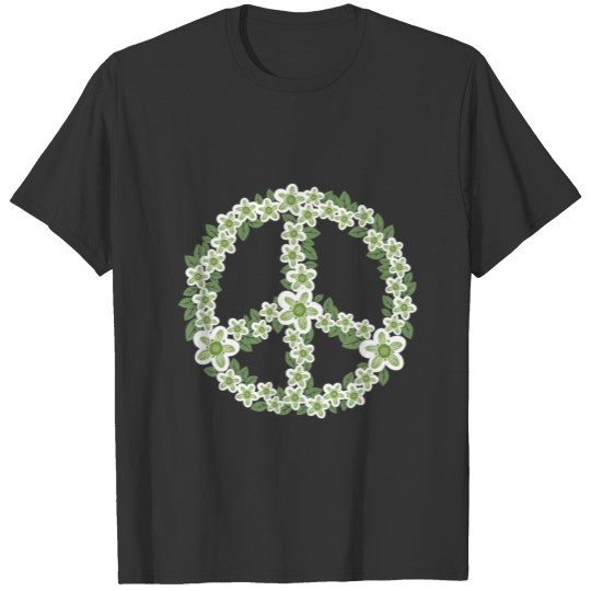 Flower Peace Sign Green Flowers Gardening Floral T Shirts