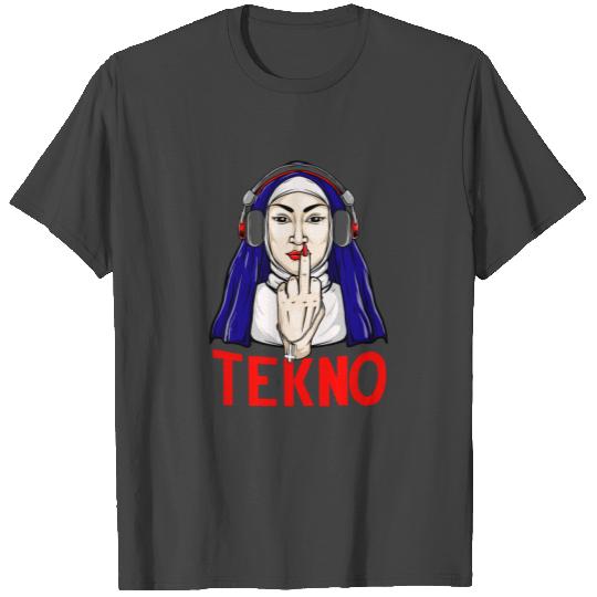 Tekno underground nun middle finger techno T Shirts