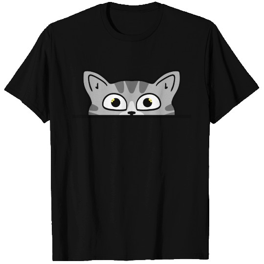 Cute funny curious grey cat peeking at you. T Shirts
