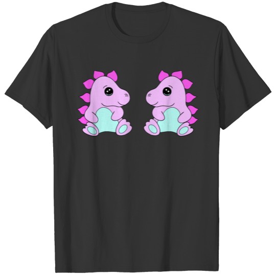 Cute sweet little Kawaii pink baby dinosaurs. T Shirts