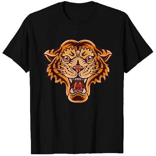 Old School Tiger Face Vintage Retro Graphic T Shirts