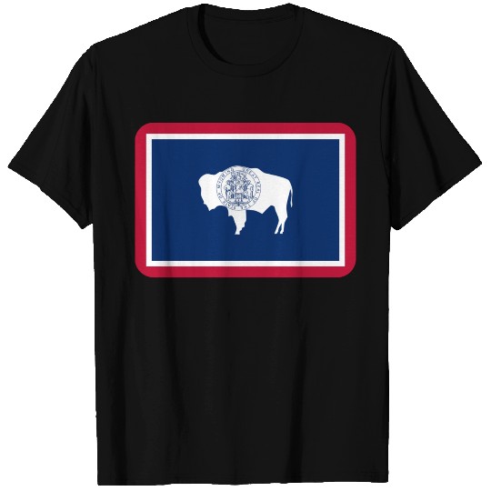 WYOMING FLAG round corner 400 dpi T Shirts
