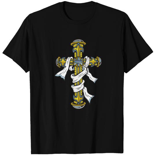 Golden Crucifix T Shirts