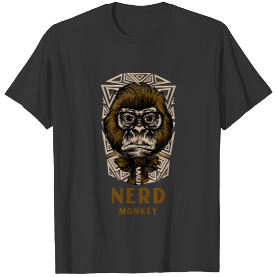 T Shirts design with a nerdy monkey face