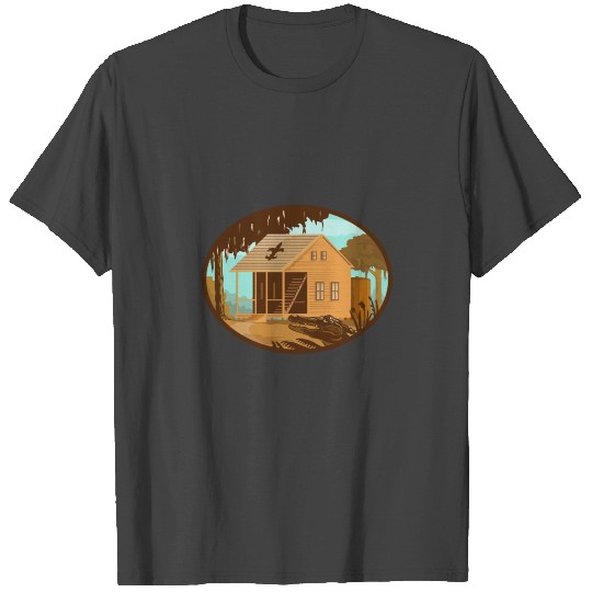 Cajun House and Gator Oval WPA Retro T Shirts