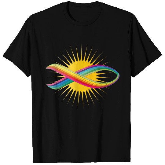 christian fish symbol with rainbow and sun T Shirts