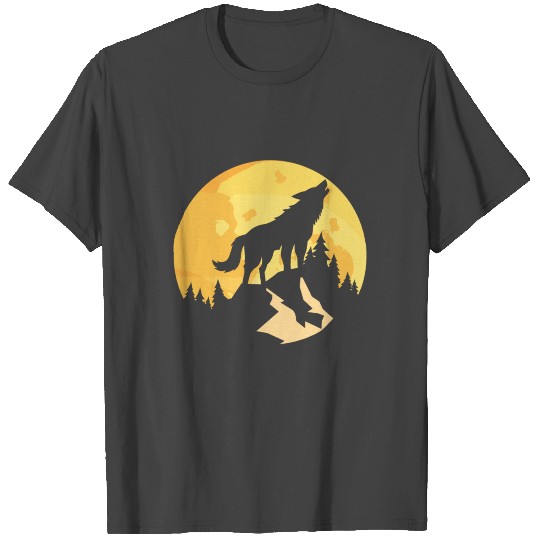 Vintage Sunrise Retro Sunset Wolf Howling T Shirts