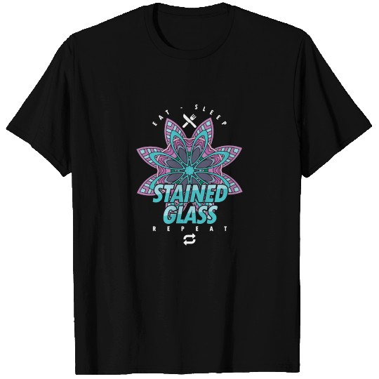 Eat Sleep Stained Glass Repeat Tiffany Glass T Shirts