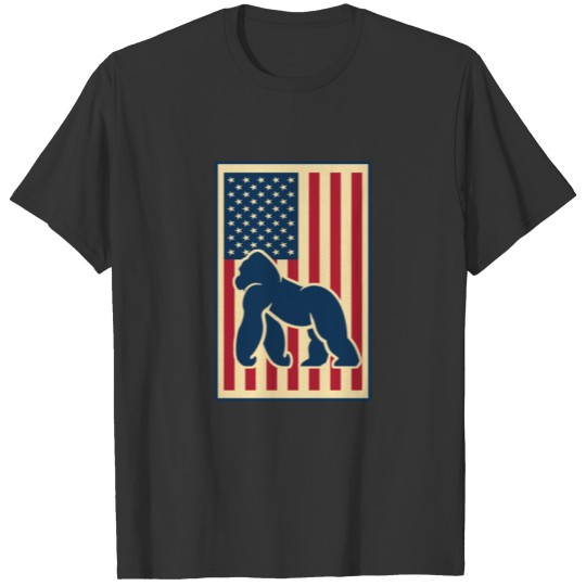 Gorilla Silverback Lover Patriotic USA Flag T-shirt