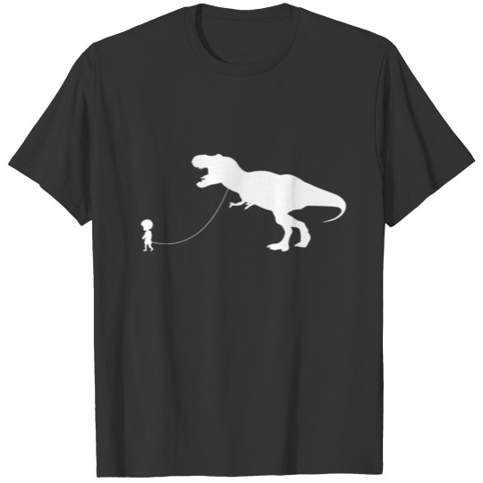 Boy Walking A Pet T-Rex Dinosaur Tyrannosaurus Rex T Shirts