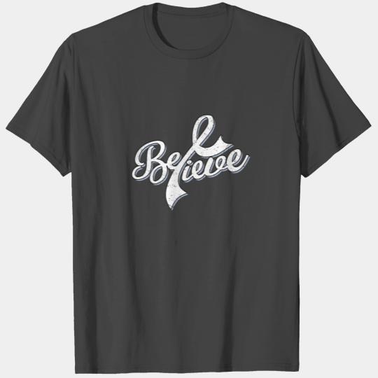Lung Cancer Awareness Believe White Ribbon T Shirts
