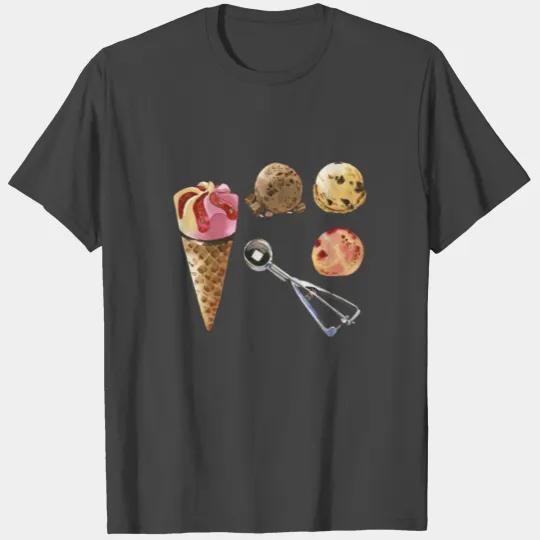 Ice Cream Cone, Ice Cream Scoop, Raspberry Ripple T Shirts