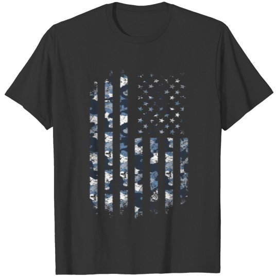 Camo USA Flag American Military Style July 4 Camou T-shirt